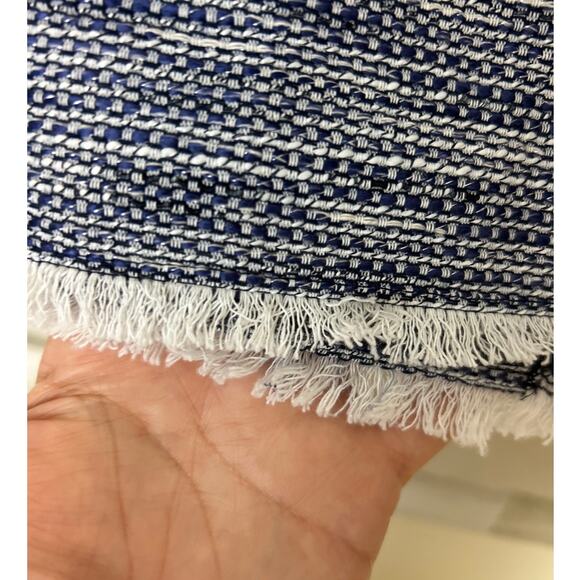 Land's End OUtfitters womens 14 boho twill blue white midi skirt cute fringe - Picture 3 of 6